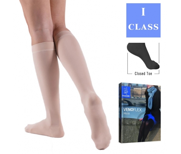 Гольфы женские компрессионные Venoflex Micro закрытый носок, укороченные, 1 класс