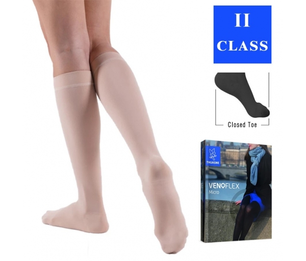 Гольфы женские компрессионные Venoflex Micro закрытый носок, удлиненные, 2 класс