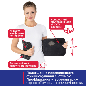 Бандаж післяопераційний з отвором для стоми та кишенею Торос Груп, Тип 156