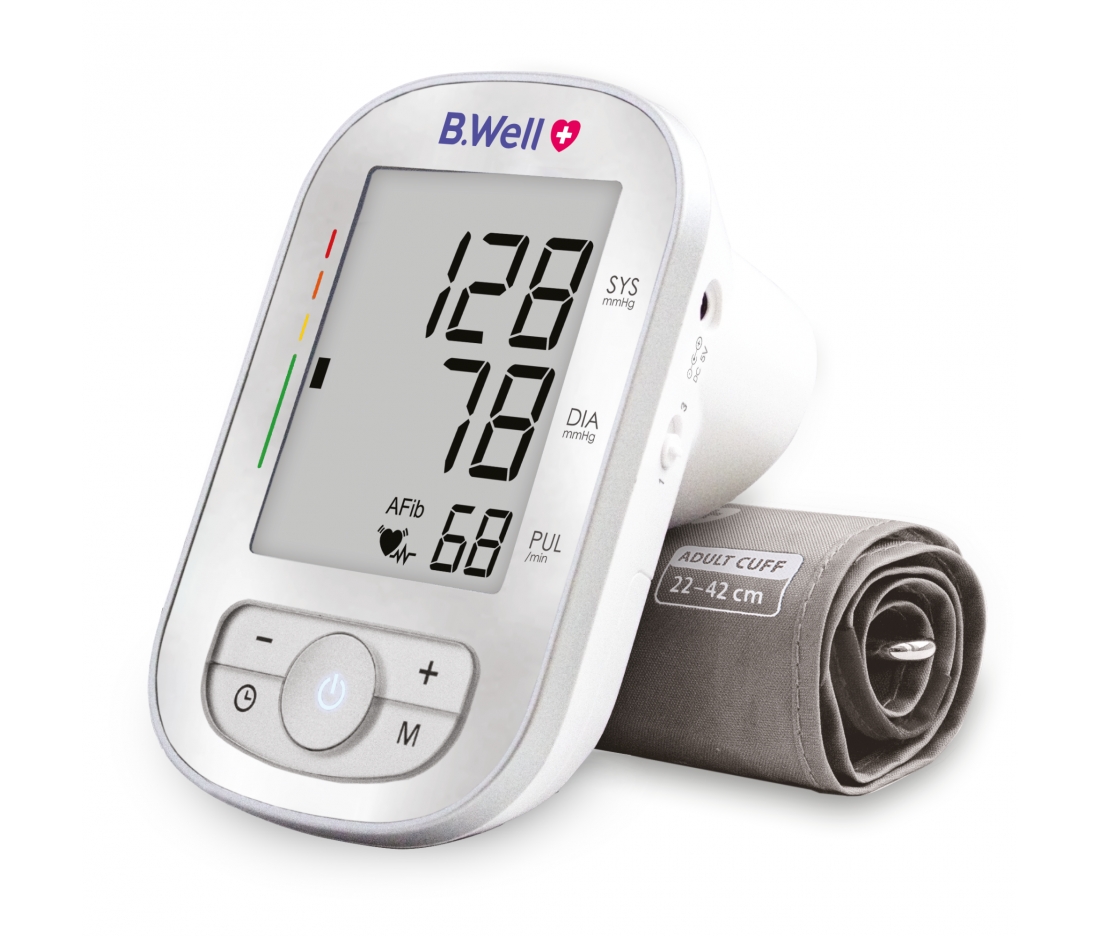 Автоматический тонометр с функцией выявления фибрилляции предсердий B.Well TH-75, с адаптером