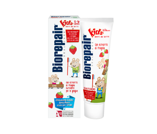 Детская зубная паста BioRepair "Веселый мышонок" земляника, от 0 до 6 лет