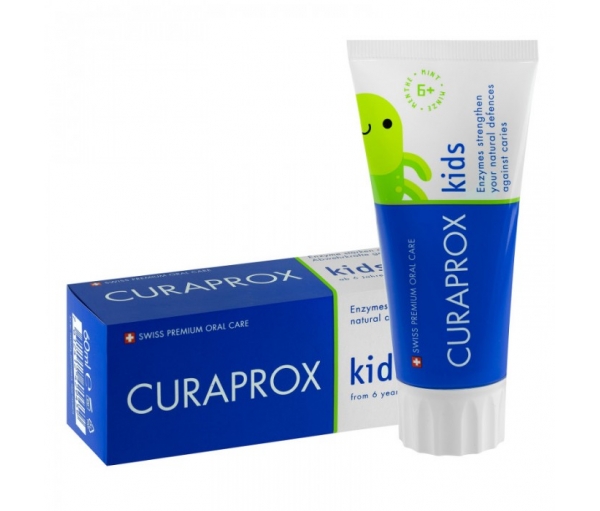 Детская зубная паста (от 6 лет) с фтором Curaprox Kids со вкусом мяты, 60 мл