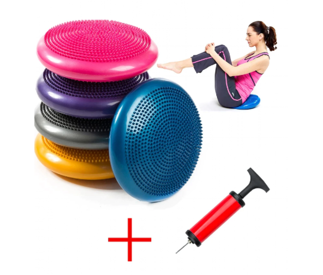 Балансировочная подушка массажная D 33см надувная с насосом 10401 Ortek