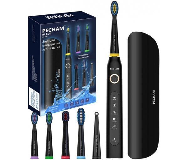 Звуковая электрическая зубная щетка Pecham Black/White Travel PC-080/PC-081