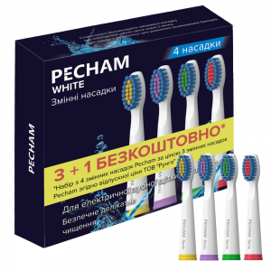 Насадки до електричної зубної щітки Pecham White Travel PC-081, середньої жорсткості (4 шт)