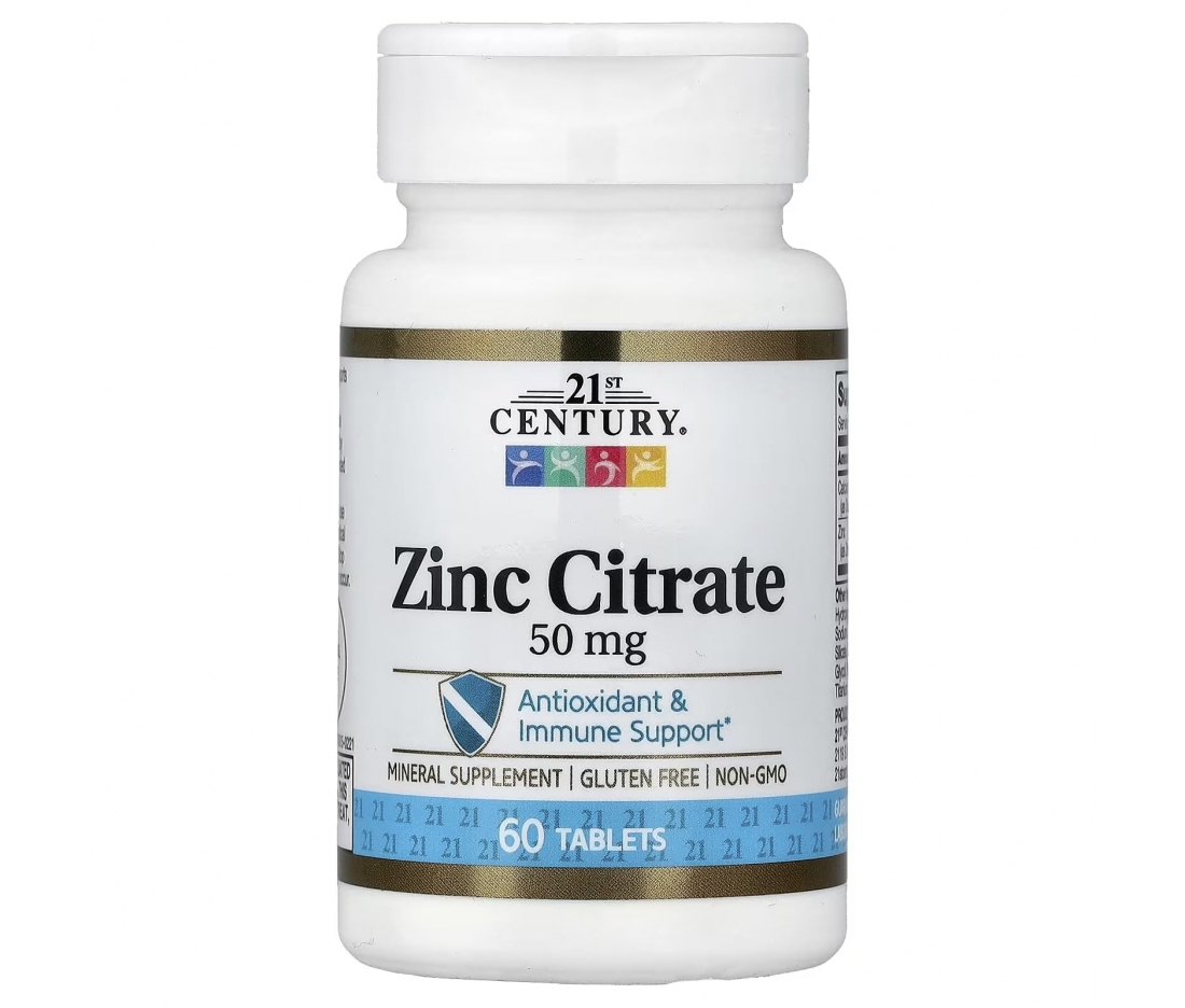 Цинк цитрат 21st Century Zinc Citrate 50 mg 60 таблеток