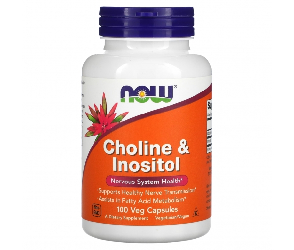 Холін та інозитол (Вітаміни B-4 та B-8) Now Foods Choline & Inositol 250/250 мг (100 капсул)