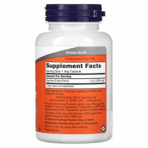 Таурін, подвійна сила, Now Foods Taurine 1000 mg Double Strength (100 капсул) Таурін, подвійна сила, Now Foods Taurine 1000 mg Double Strength (100 капсул)