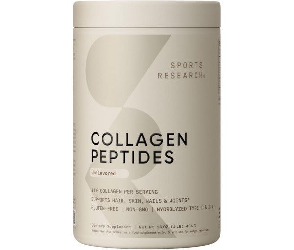 Колагенові пептиди Sports Research Collagen Peptides, без ароматизаторів, 454 г Колагенові пептиди Sports Research Collagen Peptides, без ароматизаторів, 454 г