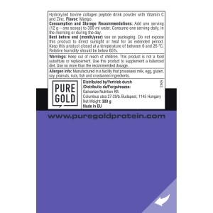Колаген з вітаміном С та цинком Pure Gold Collagen Mango (порошок, 300 г)