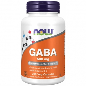 ГАМК аміномасляна кислота з вітаміном B6, Now Foods GABA 500 mg (200 капсул) ГАМК аміномасляна кислота з вітаміном B6, Now Foods GABA 500 mg (200 капсул)