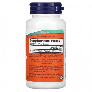 Піколінат цинку біодобавка, Now Foods Zinc Picolinate 50 mg (60 капсул)