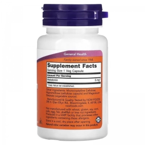 Мелатонін для здорового сну, Now Foods Melatonin 5 mg (60 капсул)