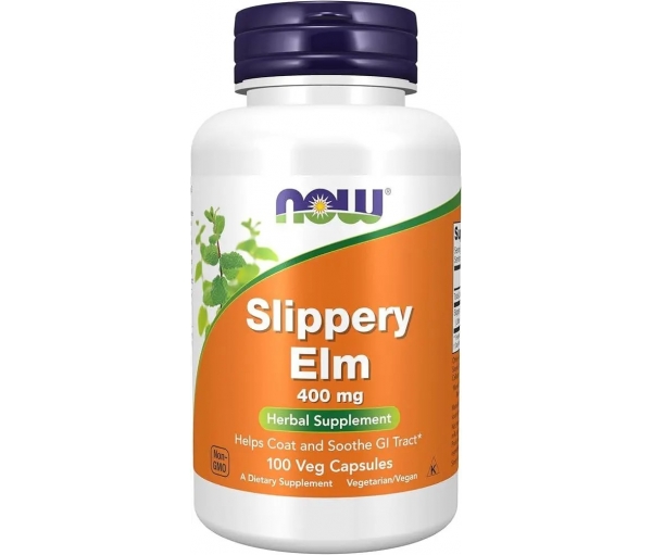 Слизький в'яз, при запаленні слизових оболонок, Now Foods Slippery Elm 400 mg (100 капсул)