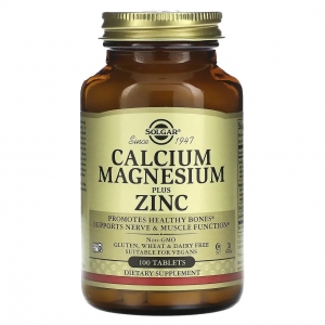 Комплекс кальцію та магнію з цинком, Solgar Calcium Magnesium + zinc (100 таблеток)