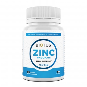Піколінат цинку біодобавка Biotus Zinc Picolinate 15 мг 60 капсул Піколінат цинку біодобавка Biotus Zinc Picolinate 15 мг 60 капсул