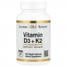 Вітаміни D3 та K2 California Gold Nutrition Vitamin D3+K2 5000 МО/120 мкг 180 капсул