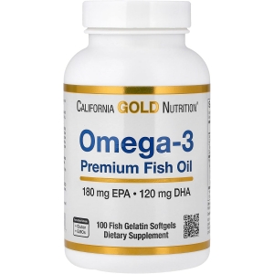 Омега-3 риб'ячий жир преміум-класу California Gold Nutrition Omega-3 Premium Fish Oil 100 капсул