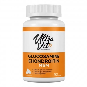 Глюкозамін та хондроїтин з MСM для здоров'я суглобів, Ultra Vit Glucosamine & Chondroitin & MSM VPlab (90 таблеток)