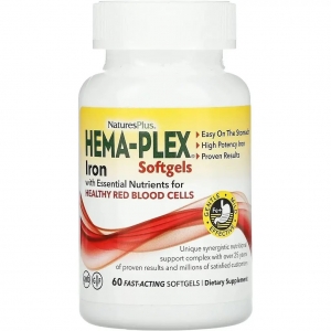 Комплекс вітамінів та мінералів Hema-Plex Natures Plus Softgels, 60 м'яких желатинових капсул Комплекс вітамінів та мінералів Hema-Plex Natures Plus Softgels, 60 м'яких желатинових капсул