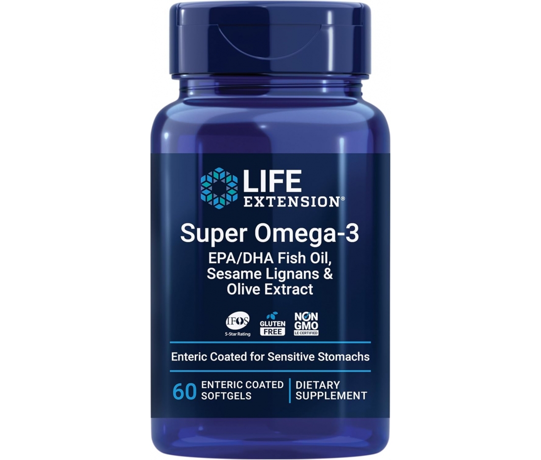 Рыбий жир Омега-3 Life Extension Super Omega-3 EPA/DHA Fish Oil Sesame Lignans & Olive Extract 60 капсул Рыбий жир Омега-3 Life Extension Super Omega-3 EPA/DHA Fish Oil Sesame Lignans & Olive Extract 60 капсул