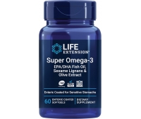 Рыбий жир Омега-3 Life Extension Super Omega-3 EPA/DHA Fish Oil Sesame Lignans & Olive Extract 60 капсул
