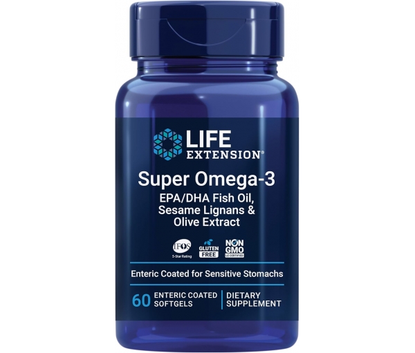 Риб'ячий жир Омега-3 Life Extension Super Omega-3 EPA/DHA Fish Oil Sesame Lignans & Olive Extract 60 капсул Риб'ячий жир Омега-3 Life Extension Super Omega-3 EPA/DHA Fish Oil Sesame Lignans & Olive Extract 60 капсул