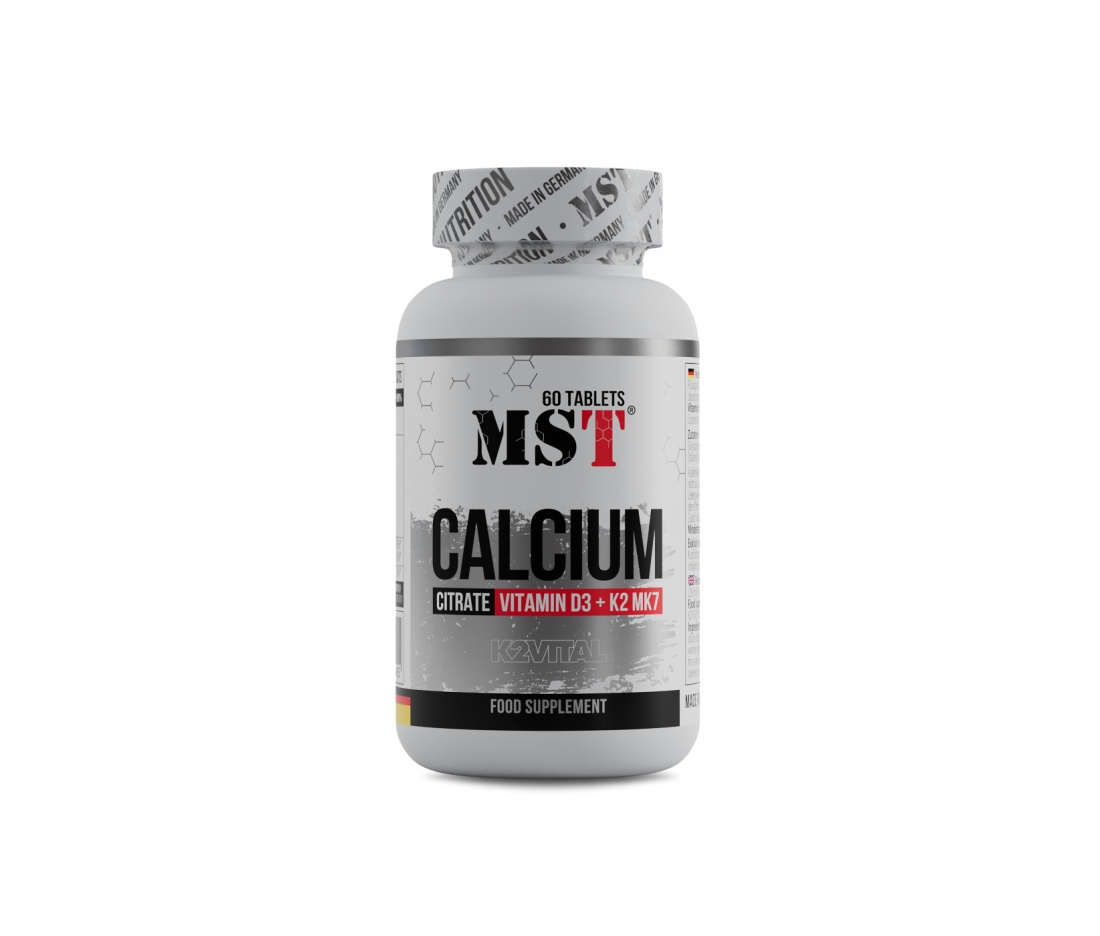 Кальцій цитрат та D3+K2 MST Calcium Citrate Vitamin D3+K2 MK7 (60 таблеток)