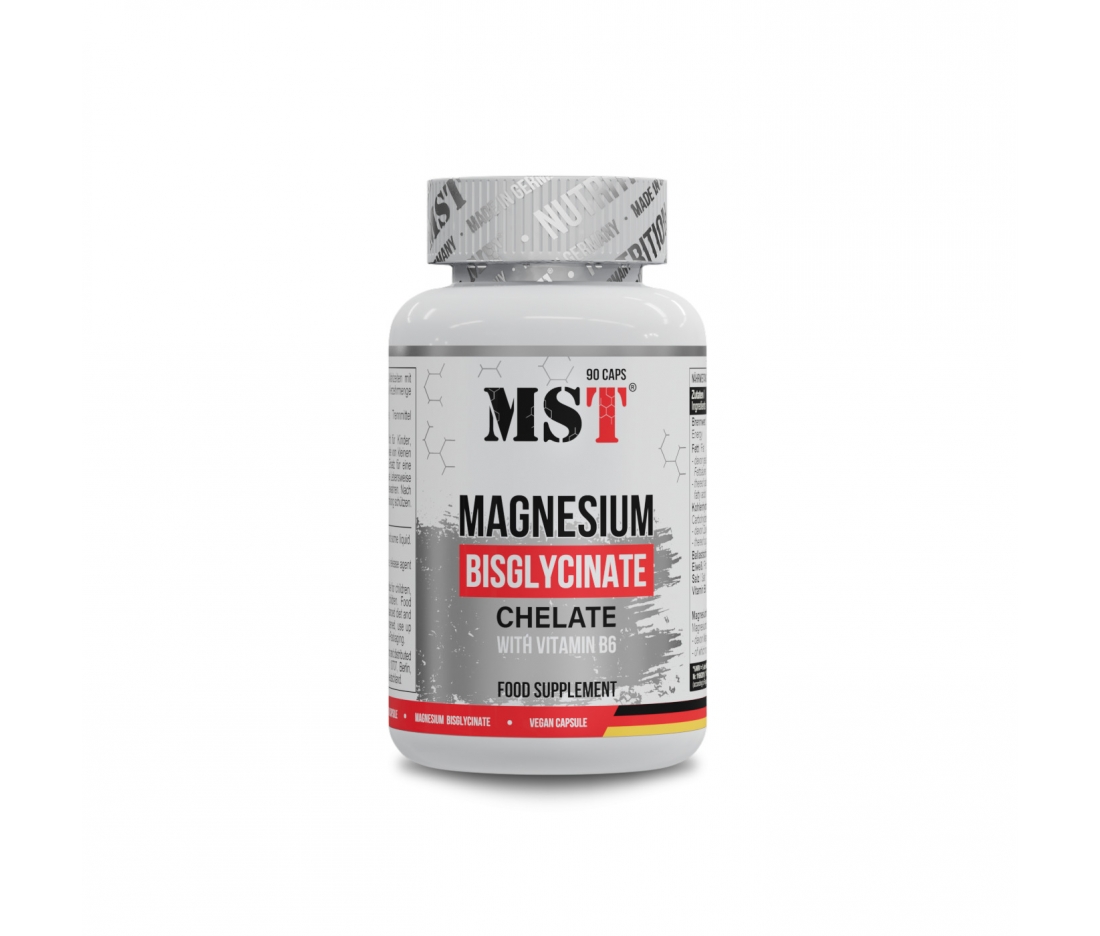 Магній бісгліцинат з вітаміном B6 MST Magnesium Bisglycinate Chelate 90 капсул