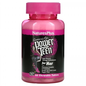 Вітаміни для дівчаток-підлітків Source of Life Nature's Plus Power Teen for Her, 60 жувальних таблеток