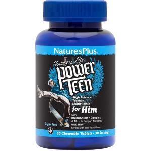Вітаміни для хлопчиків-підлітків Source of Life Nature's Plus Power Teen for Him, 60 жувальних таблеток