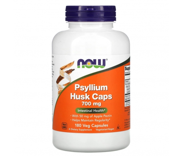 Шелуха семян подорожника для здоровья кишечника Psyllium Husk Caps 700 mg Now Foods (180 капсул)