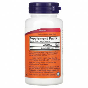 Біотин у капсулах (Вітамін B7) Now Foods Biotin 5000 mcg 60 капсул