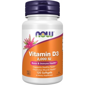 Вітамін D3 для імунітету та здоров'я кісток Now Foods Vitamin D-3 2000 IU 50 мкг (120 капсул)