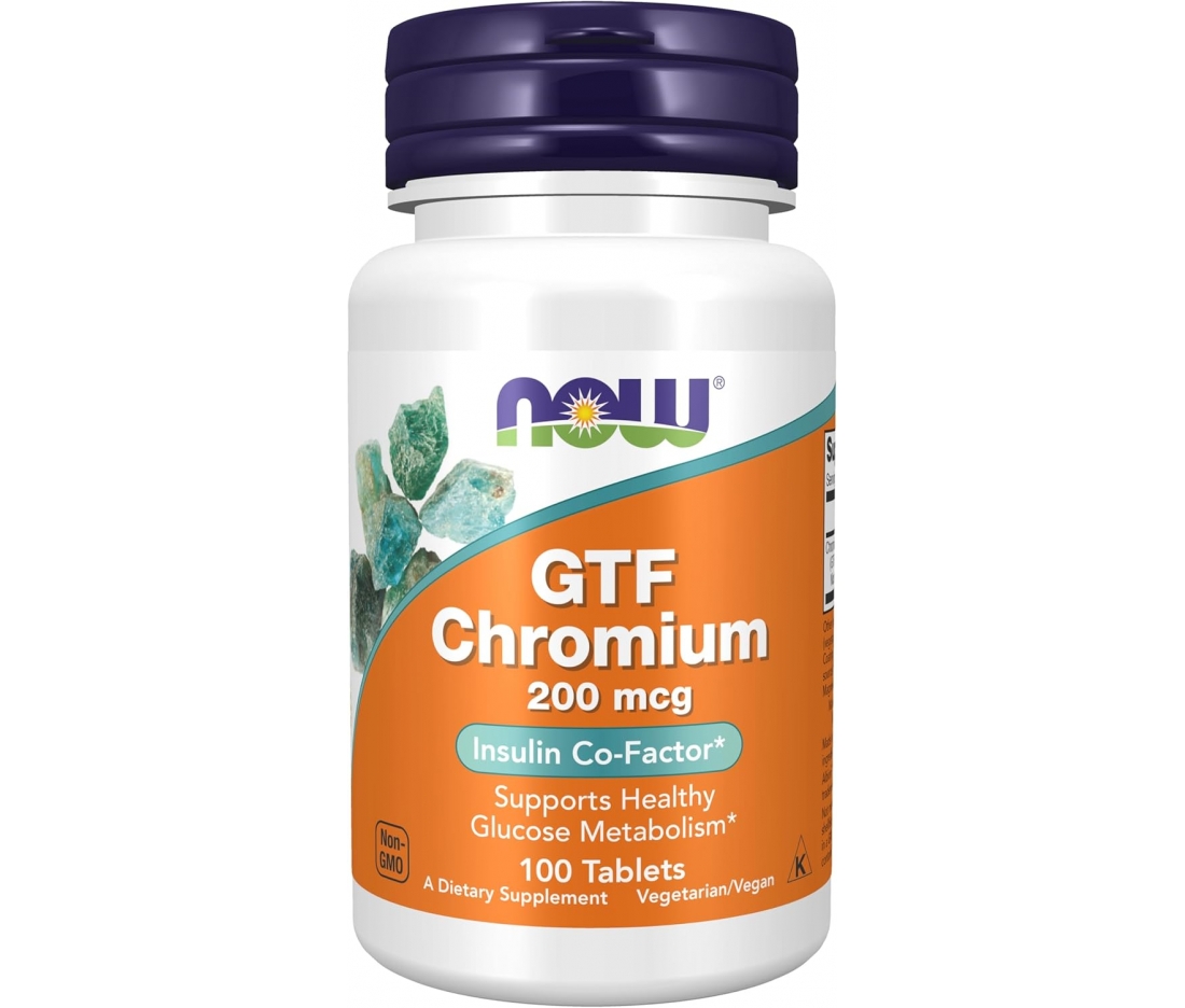 Хром ФТГ Now Foods GTF Chromium 200 mcg 100 таблеток