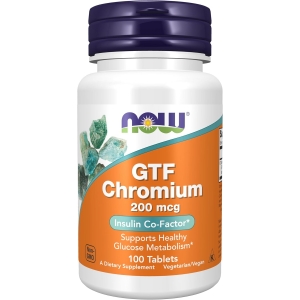 Хром ФТГ Now Foods GTF Chromium 200 mcg 100 таблеток