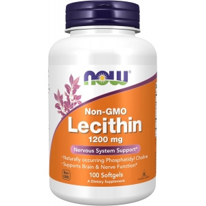 Лецитин для нервової системи та здоров'я печінки Now Foods Lecithin 1200 mg 100 капсул
