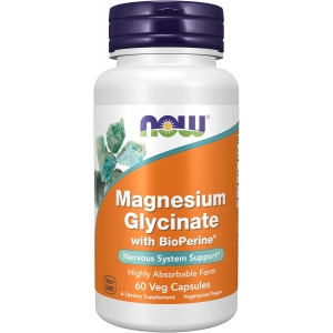 Магній гліцинат з біоперином Now Foods Magnesium Glycinate with BioPerine 60 капсул