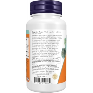 Магній гліцинат з біоперином Now Foods Magnesium Glycinate with BioPerine 60 капсул