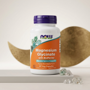 Магній гліцинат з біоперином Now Foods Magnesium Glycinate with BioPerine 60 капсул