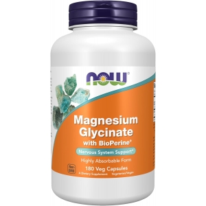 Магній гліцинат з біоперином Now Foods Magnesium Glycinate with BioPerine 180 капсул
