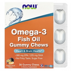 Риб'ячий жир з омега-3, маракуйя, Now Foods Omega-3 Fish Oil Gummy Chews (36 жувальних таблеток) Риб'ячий жир з омега-3, маракуйя, Now Foods Omega-3 Fish Oil Gummy Chews (36 жувальних таблеток)