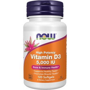 Вітамін D3 для імунітету та здоров'я кісток Now Foods Vitamin D-3 5000 IU 125 мкг (120 капсул)