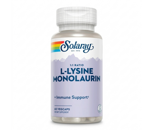 L-лізин і монолаурин для імунітету Solaray L-Lysine Monolaurin 1:1, 60 капсул