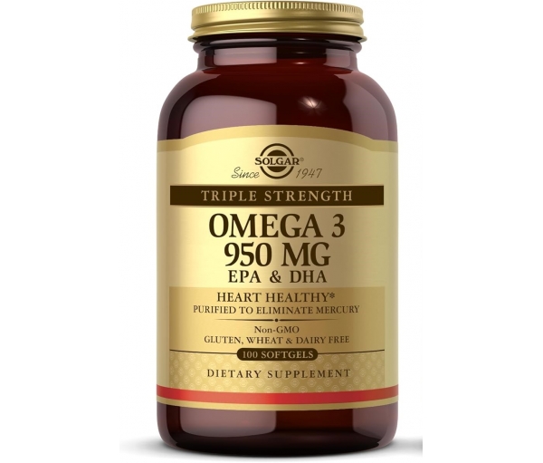 Риб'ячий жир  Омега-3 Solgar Epa & DHA Triple Strength 950 mg Omega-3 (100 капсул)