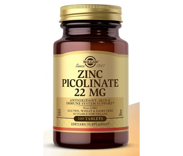 Піколінат цинку біодобавка, Solgar Zinc Picolinate 22 mg (100 таблеток)