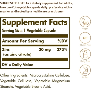 Цитрат цинку Solgar Zinc Citrate 30 mg (100 капсул) Цитрат цинку Solgar Zinc Citrate 30 mg (100 капсул)