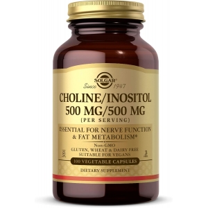Холін та інозитол для здоров'я печінки Solgar Choline/Inositol 500mg/500mg 100 капсул Холін та інозитол для здоров'я печінки Solgar Choline/Inositol 500mg/500mg 100 капсул