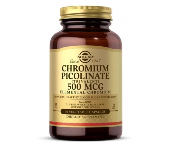 Хром піколінат біодобавка Solgar Chromium Picolinate 500 mcg 60 капсул