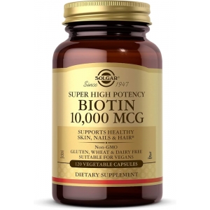 Біотин для здоров'я шкіри, нігтів та волосся, Solgar Biotin 10,000 mcg (120 капсул)